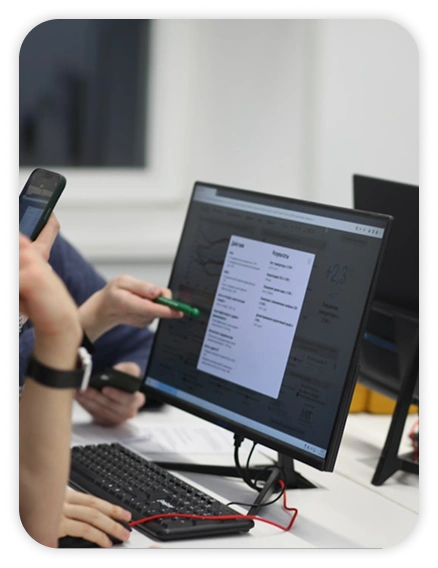 AppMatic Tech school ERP system dashboard on a tablet