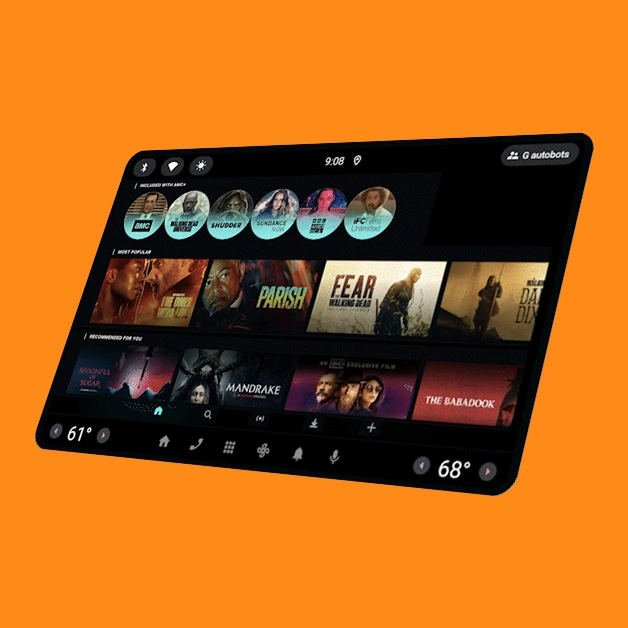 In-car infotainment dashboard screen AppMatic Tech built for connected media playback