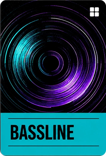 Bassline audio visualiser mode with a circular waveform ring, a display AppMatic Tech builds into media players