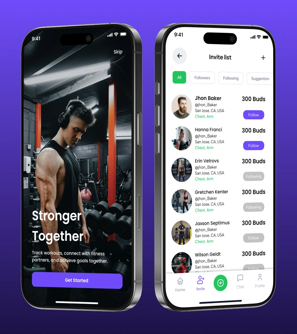 Social fitness app with guided video workouts built by AppMatic Tech