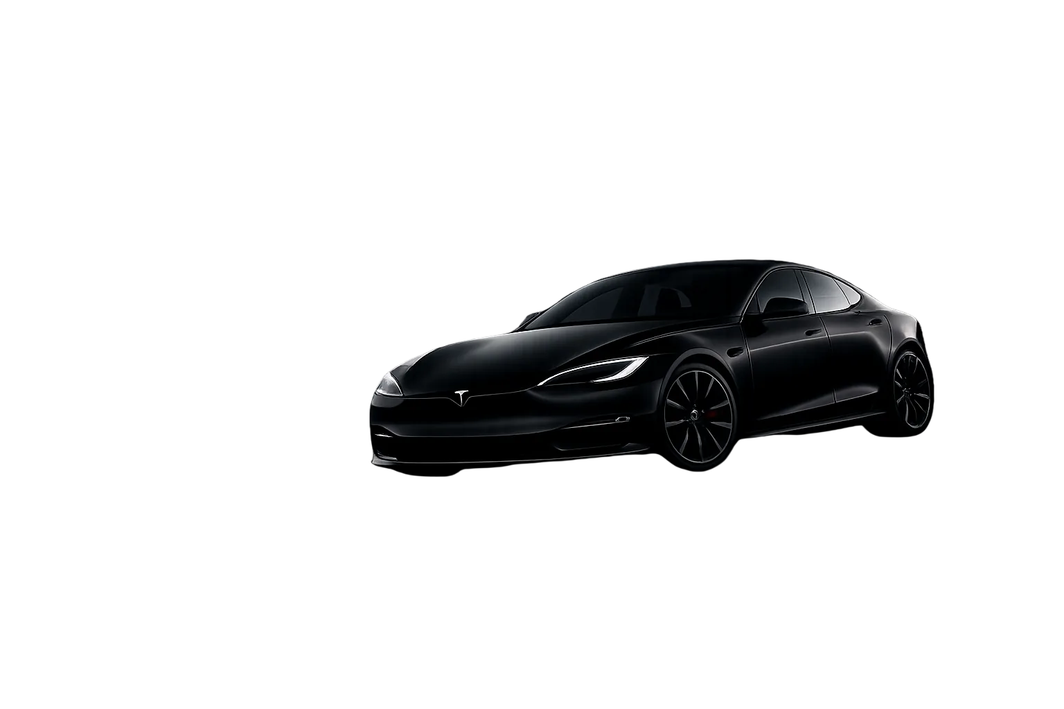 Black electric sedan climbing a rocky mountain slope