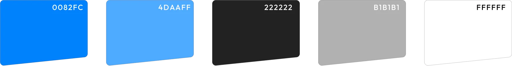 BLE Tag Tracker color palette: 0082FC, 4DAAFF, 222222, B1B1B1, FFFFFF