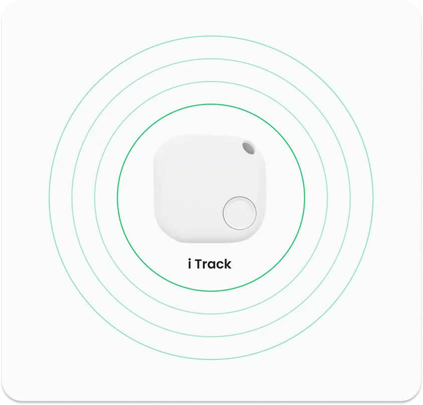 BLE tracker tag broadcasting signal illustration