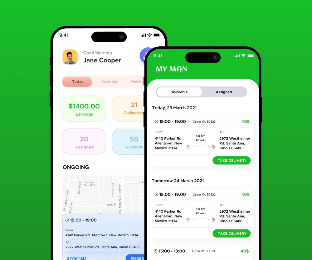 MyMan warehouse order tracking app built by AppMatic Tech