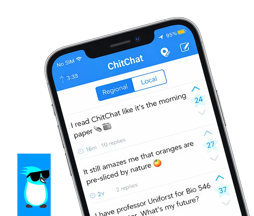 Chit Chat anonymous social app screens