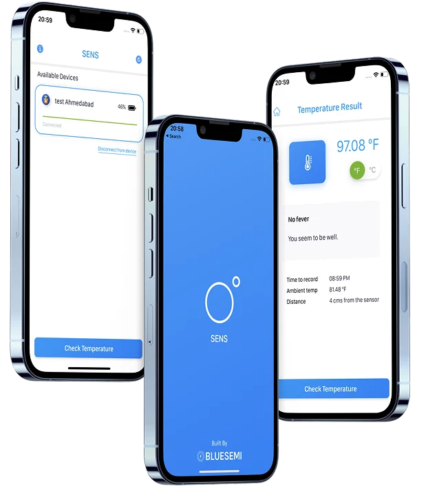 SENS contactless scanner app screens