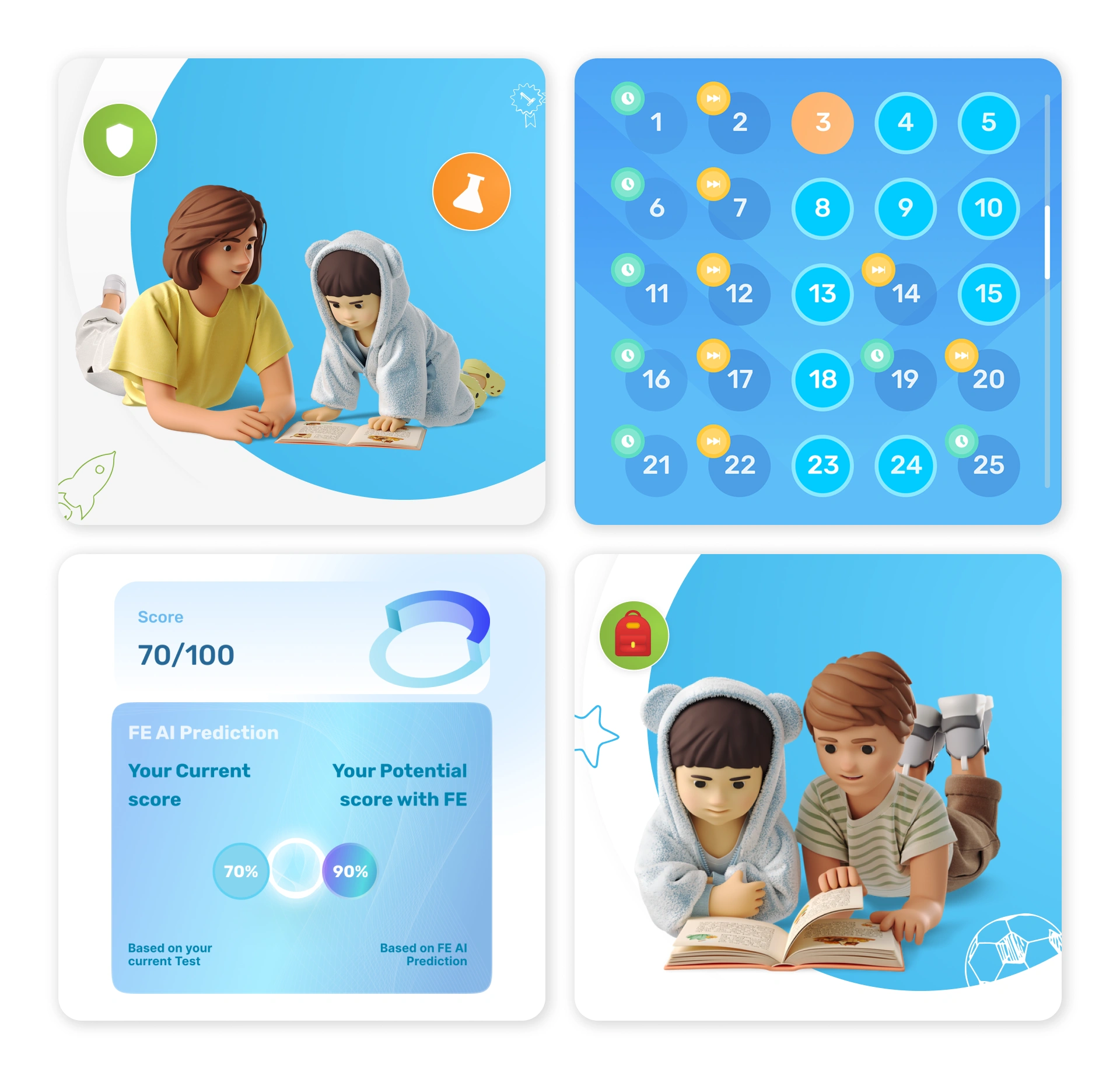 Future Education redesigned platform screens across student, teacher, administrator, and parent roles, designed by AppMatic Tech