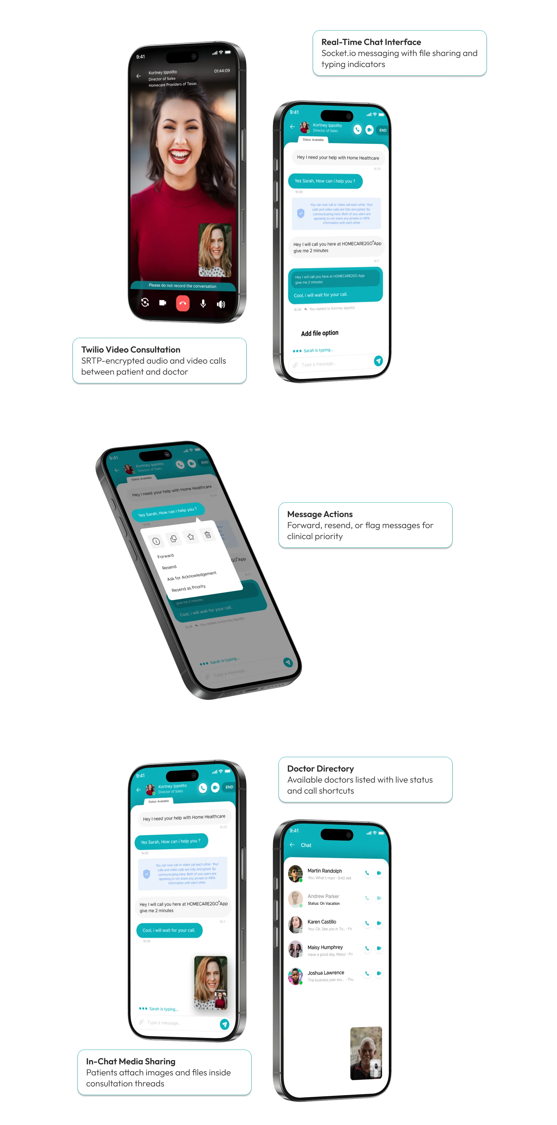 Homecare2go app screens designed and engineered by AppMatic Tech