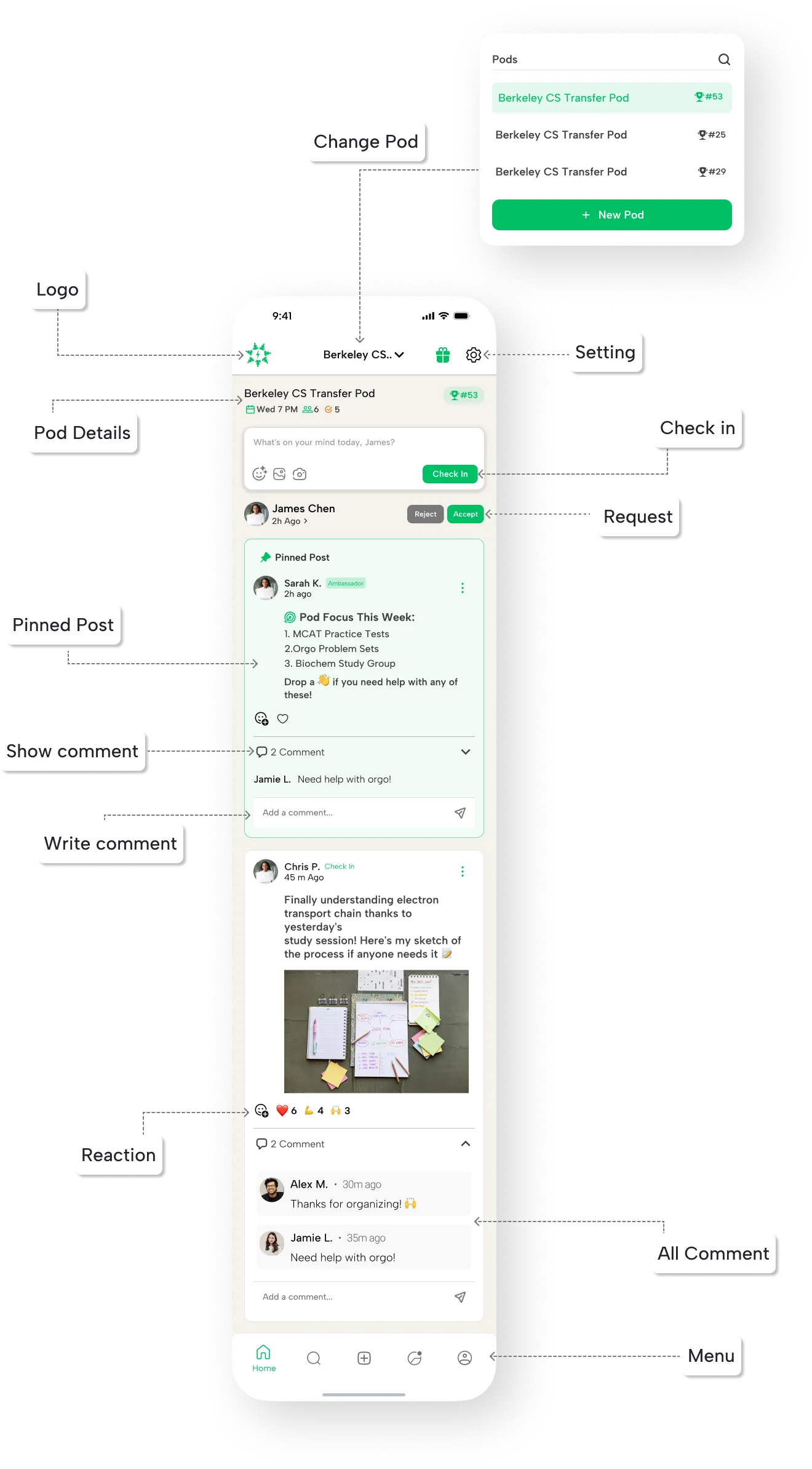 Kadō feed flow screen designed by AppMatic Tech