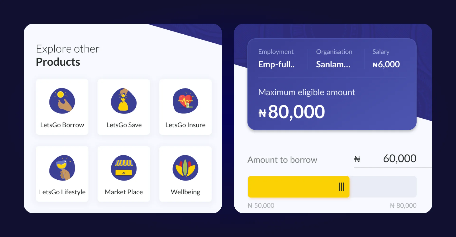 LetsGo iOS loan application and repayment management screen developed by AppMatic Tech in Swift