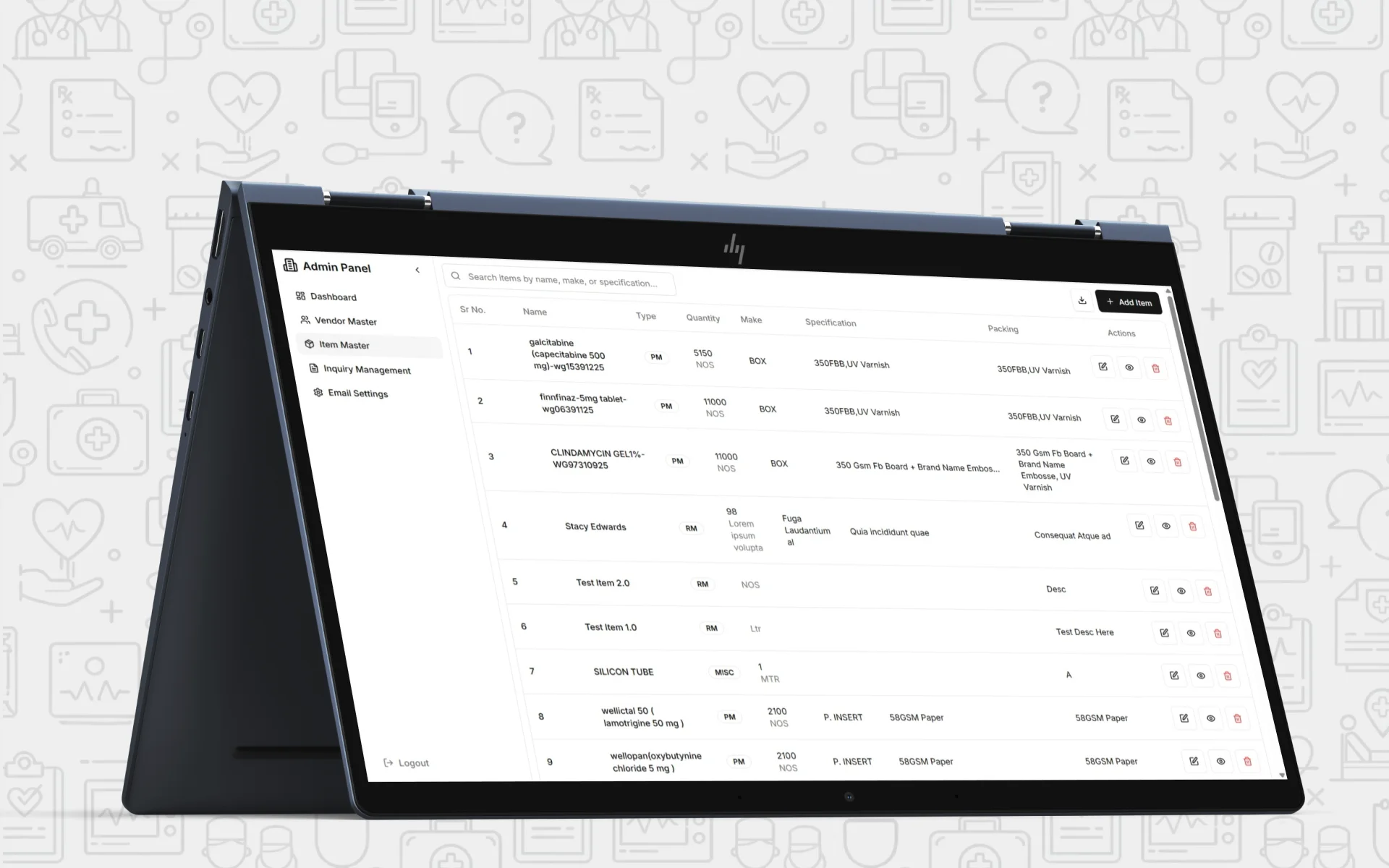 Pharma procurement SaaS, bid comparison and admin analytics dashboard