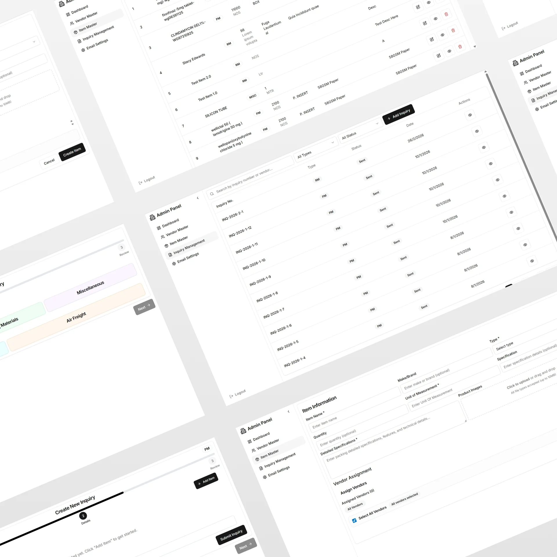 Pharma procurement SaaS, admin analytics and vendor comparison view