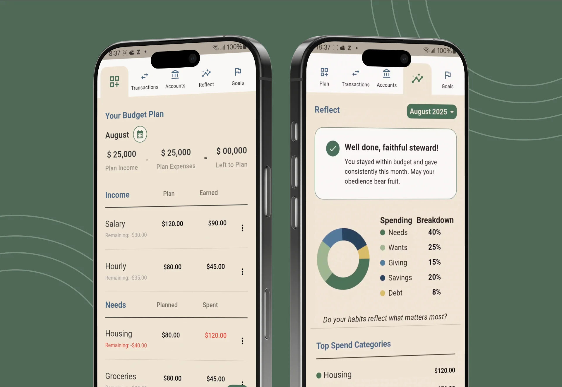 Faith-based financial app screens built by AppMatic Tech in Flutter