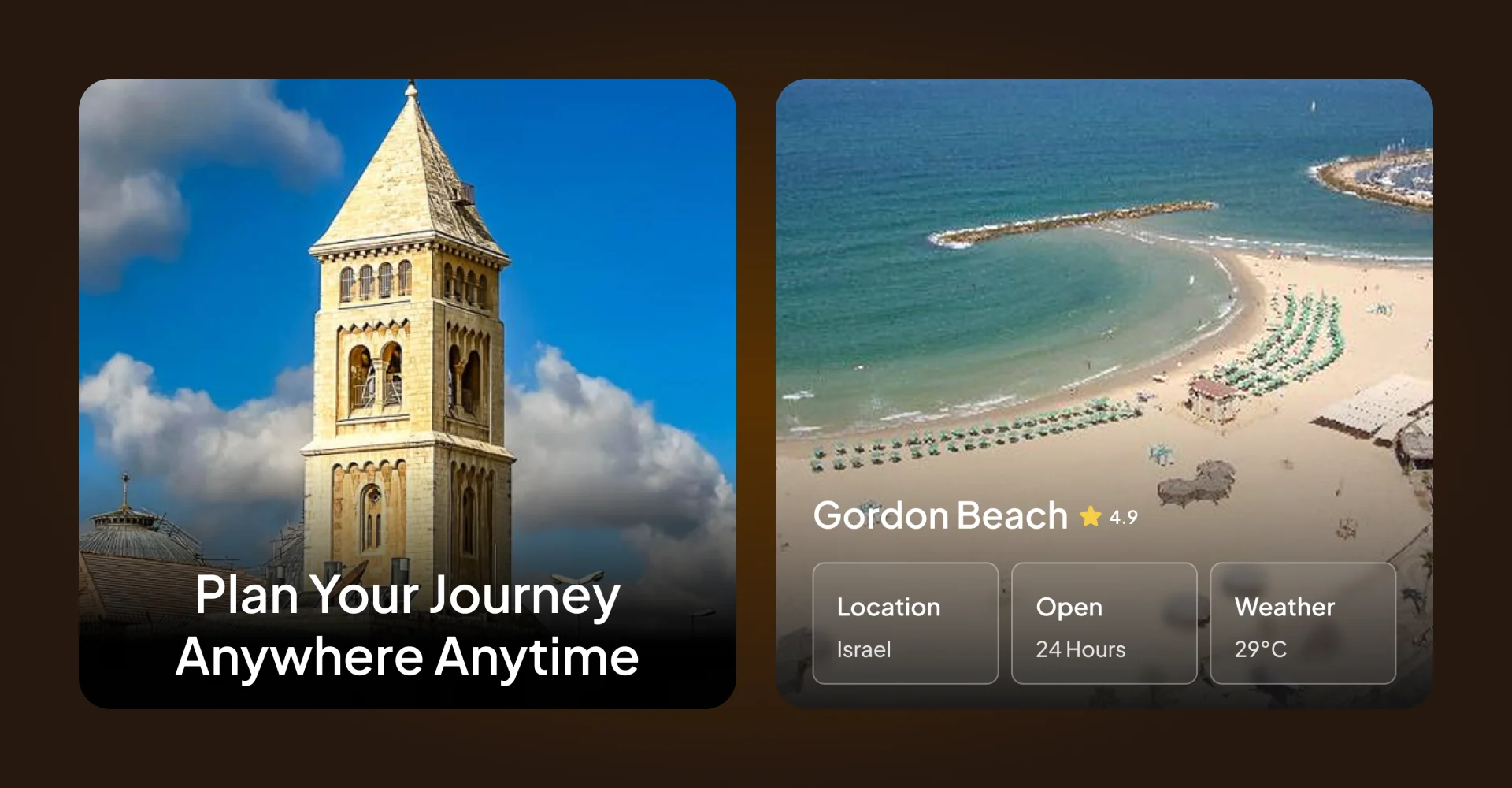 TLV Places iOS app interface with Hebrew RTL layout and curated Tel Aviv place discovery designed by AppMatic Tech