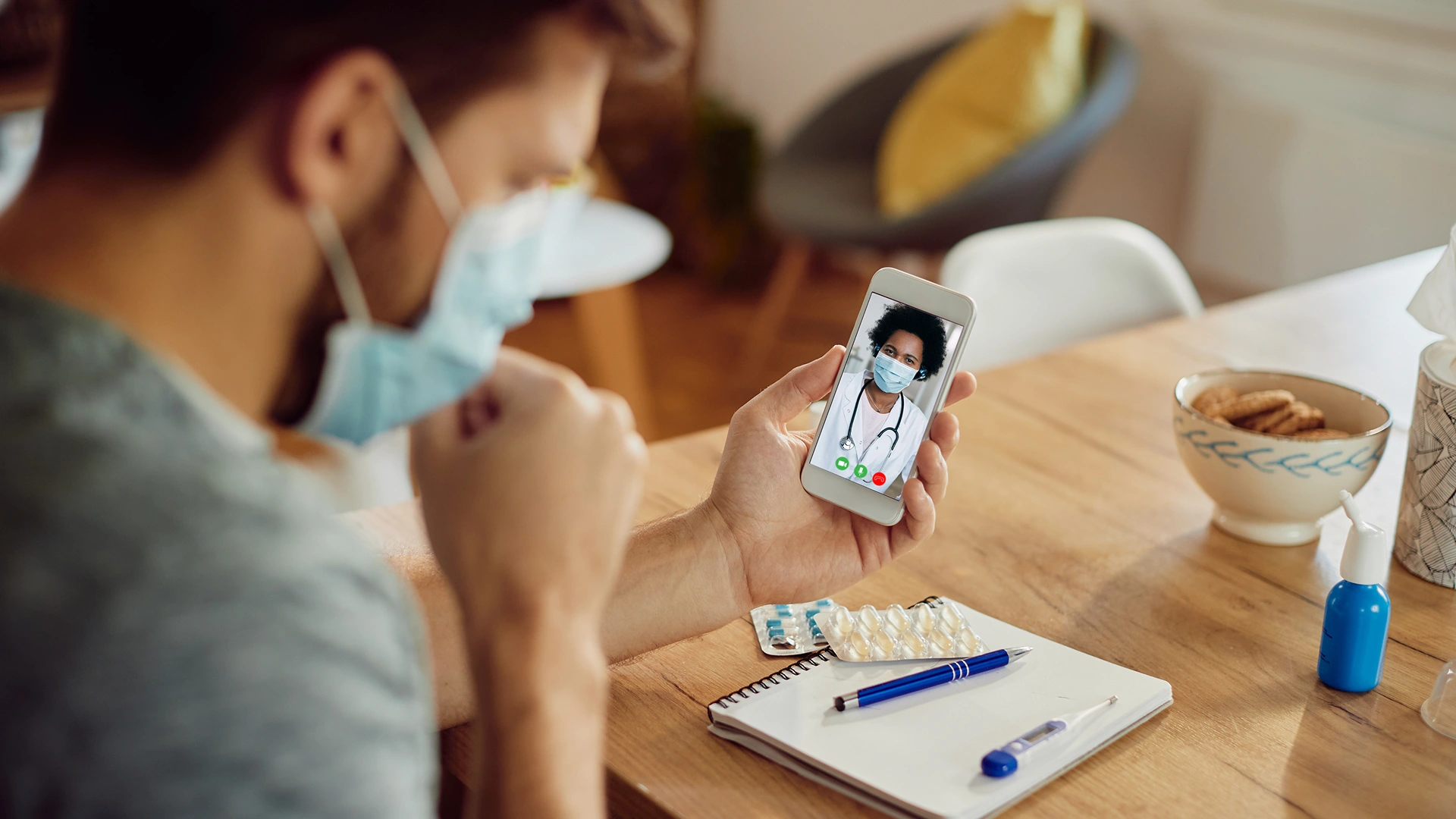 Pharmacy-first telemedicine screens showing in-app medication ordering, payment, and delivery tracking after a consultation, built by AppMatic Tech