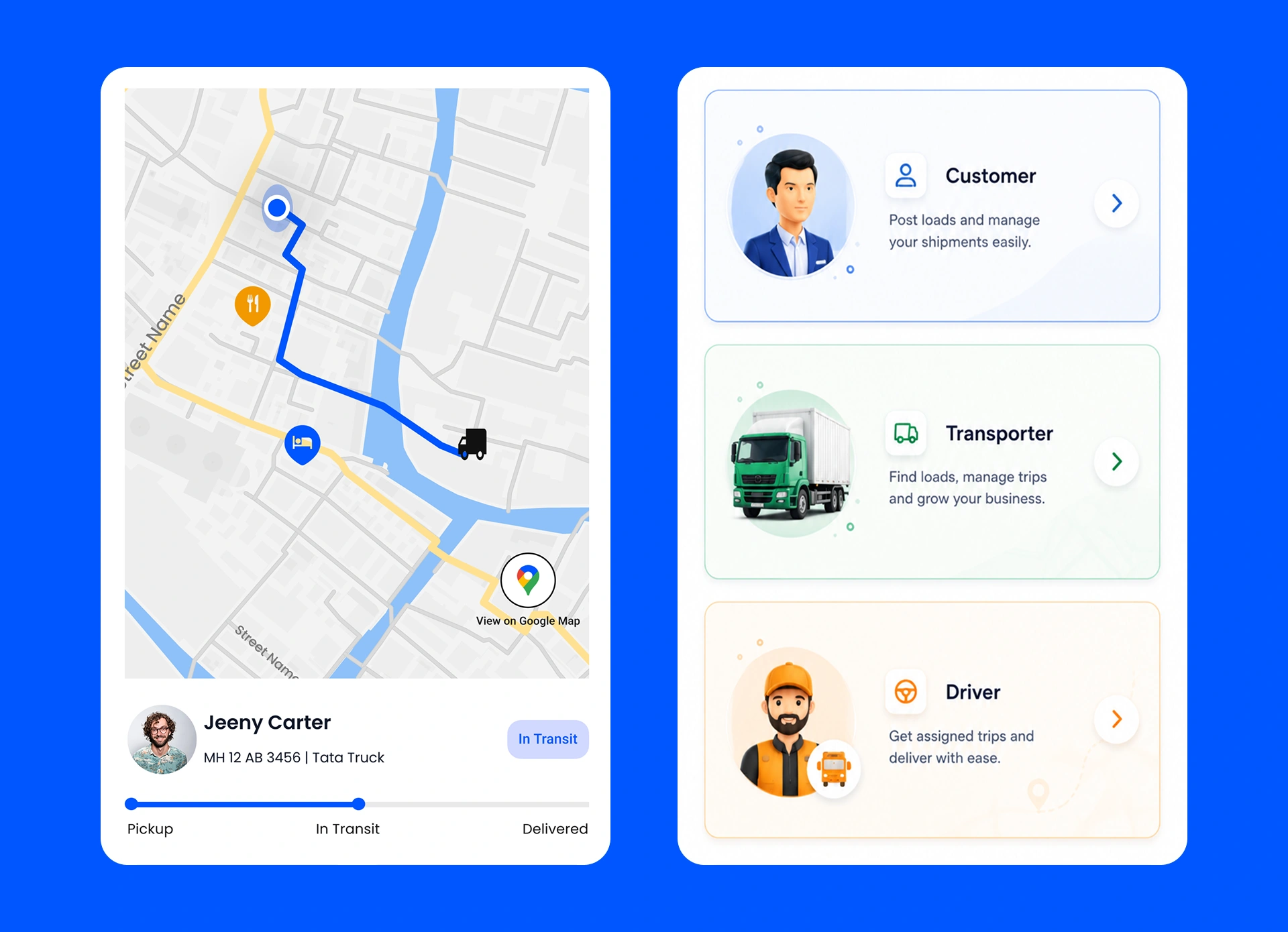 Long-haul freight truck on a highway representing the transport and logistics operations the AppMatic Tech last-mile delivery platform supports