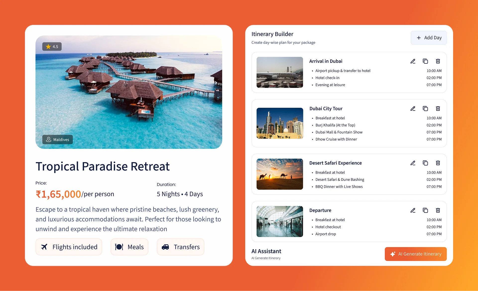 Travel CRM platform interface built by AppMatic Tech on Laravel and React