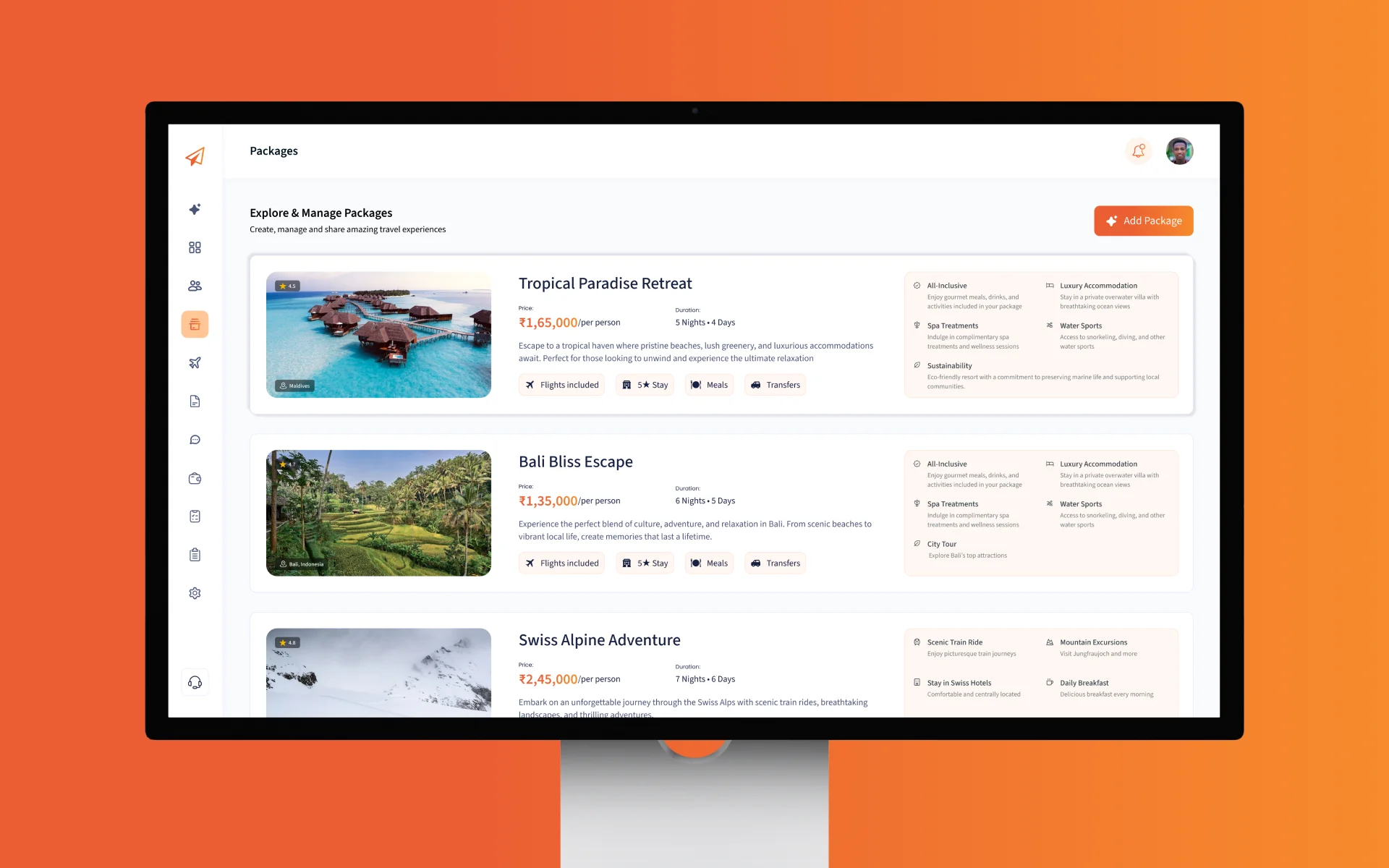 Travel CRM platform specifications and dashboard view built by AppMatic Tech