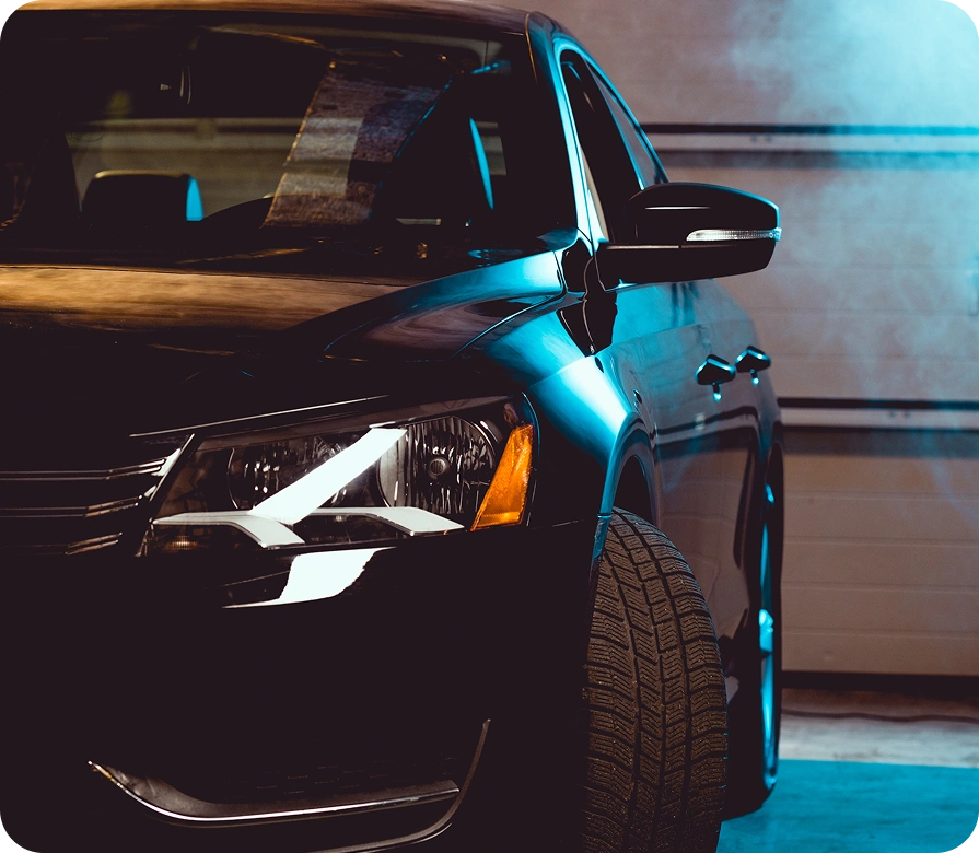 Connected vehicle headlight and front fascia detail, automotive platform engineered by AppMatic Tech