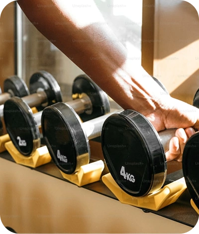 Strength training equipment used in a fitness app engineered by AppMatic Tech