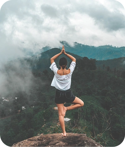 Yoga pose tracked outdoors through a wellness app built by AppMatic Tech