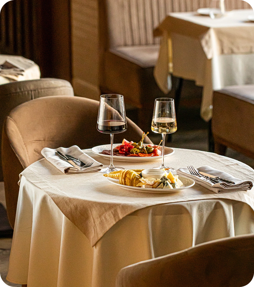 Fine-dining restaurant table set for service, restaurant management platform by AppMatic Tech