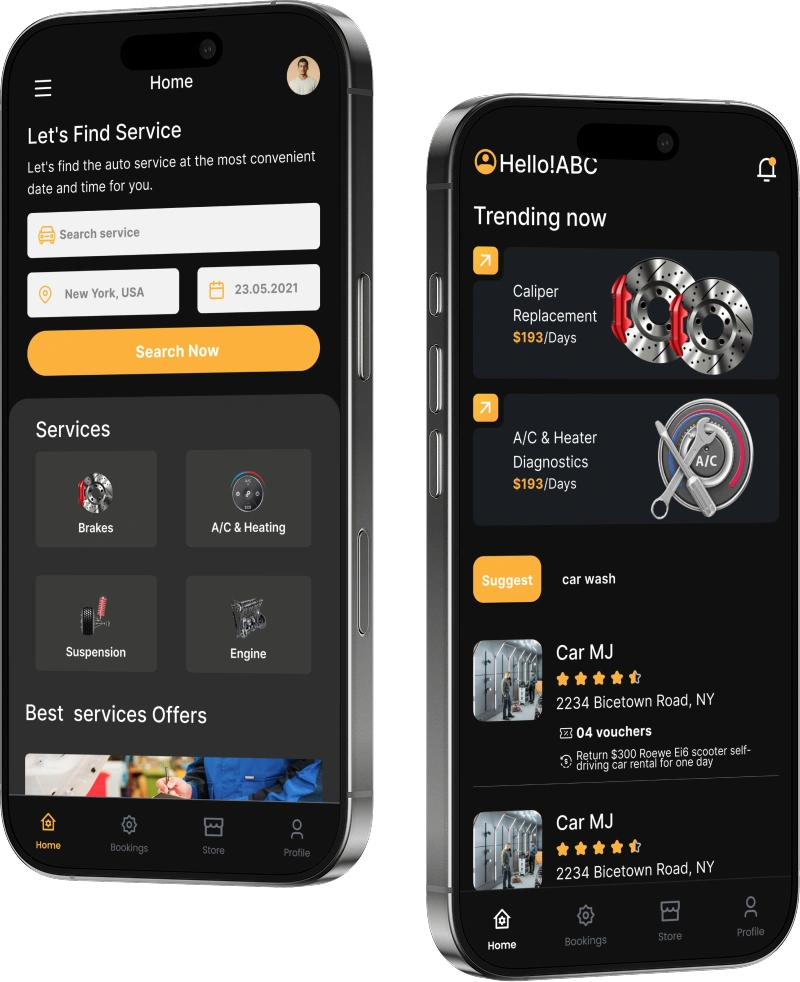 UI/UX design for Car app by AppMatic Tech