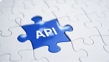 Puzzle piece labelled API completing a puzzle